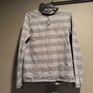 Michael Kors Long Sleeves 100% Cotton Striped Henle Shirt Size Medium